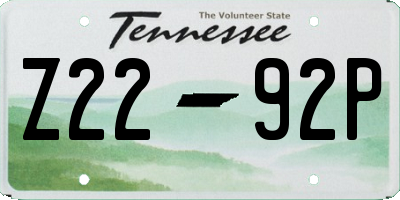 TN license plate Z2292P