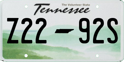 TN license plate Z2292S