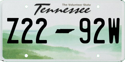 TN license plate Z2292W