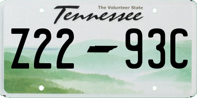TN license plate Z2293C