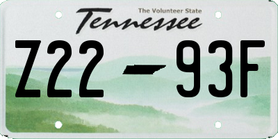 TN license plate Z2293F