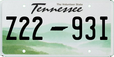 TN license plate Z2293I