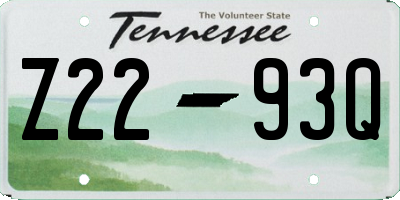 TN license plate Z2293Q