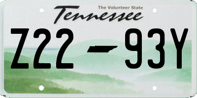 TN license plate Z2293Y