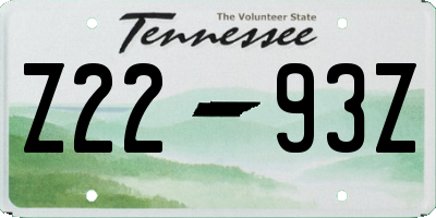 TN license plate Z2293Z