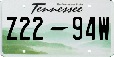 TN license plate Z2294W