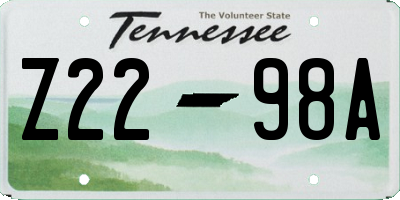 TN license plate Z2298A