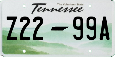 TN license plate Z2299A