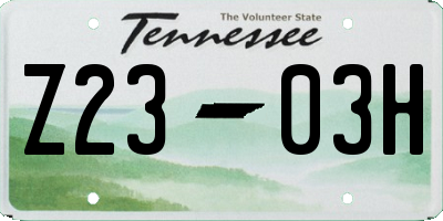 TN license plate Z2303H