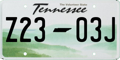 TN license plate Z2303J