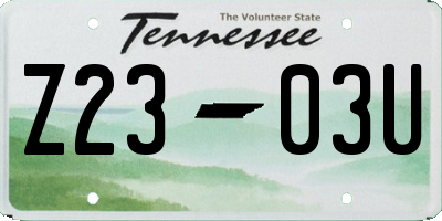 TN license plate Z2303U