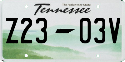 TN license plate Z2303V