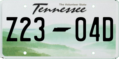 TN license plate Z2304D