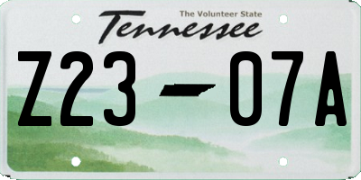 TN license plate Z2307A