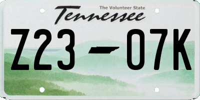 TN license plate Z2307K