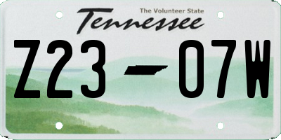 TN license plate Z2307W