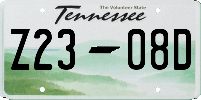 TN license plate Z2308D