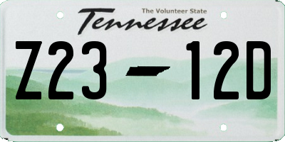 TN license plate Z2312D
