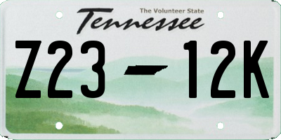 TN license plate Z2312K