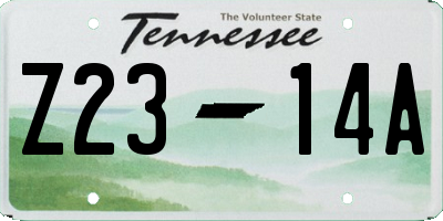 TN license plate Z2314A
