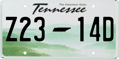 TN license plate Z2314D