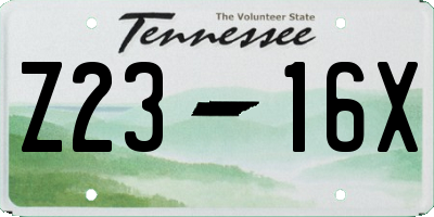 TN license plate Z2316X