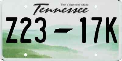 TN license plate Z2317K