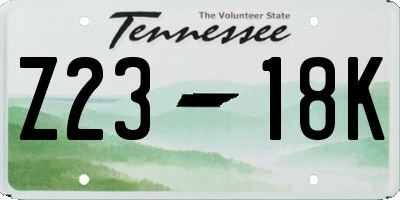 TN license plate Z2318K