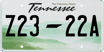TN license plate Z2322A