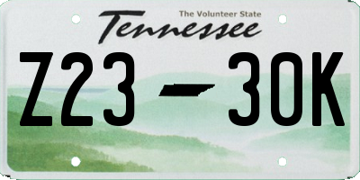 TN license plate Z2330K