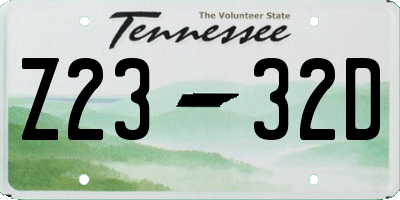 TN license plate Z2332D