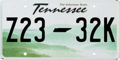 TN license plate Z2332K