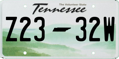 TN license plate Z2332W