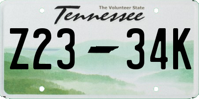 TN license plate Z2334K