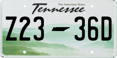 TN license plate Z2336D