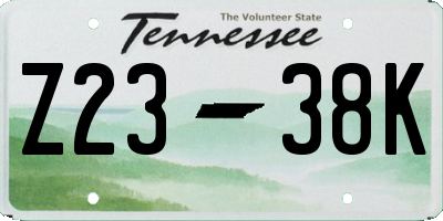 TN license plate Z2338K