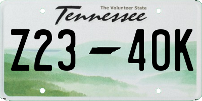 TN license plate Z2340K