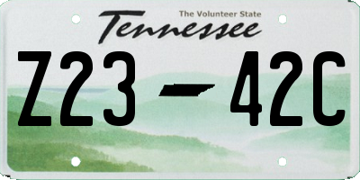 TN license plate Z2342C