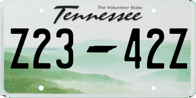 TN license plate Z2342Z