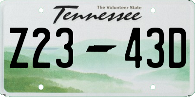 TN license plate Z2343D