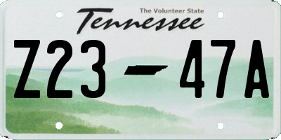 TN license plate Z2347A