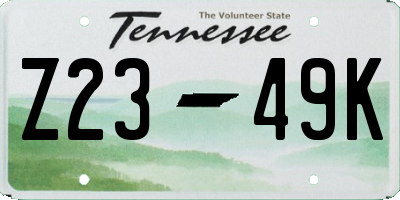 TN license plate Z2349K