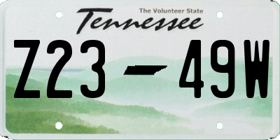 TN license plate Z2349W