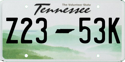 TN license plate Z2353K