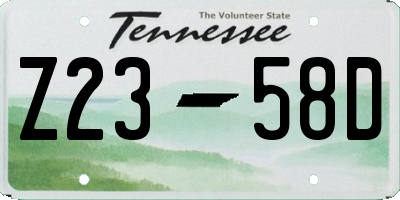 TN license plate Z2358D