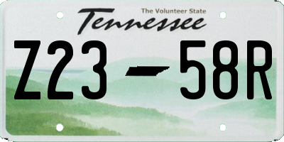 TN license plate Z2358R