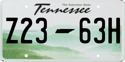 TN license plate Z2363H