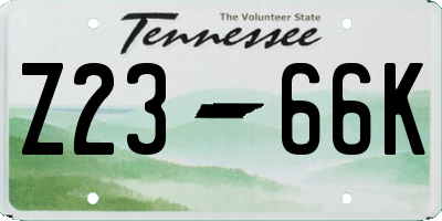 TN license plate Z2366K
