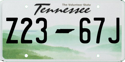 TN license plate Z2367J