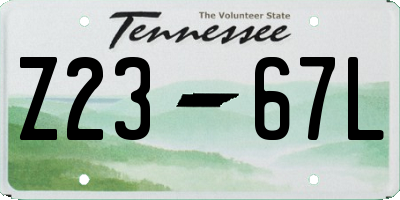 TN license plate Z2367L